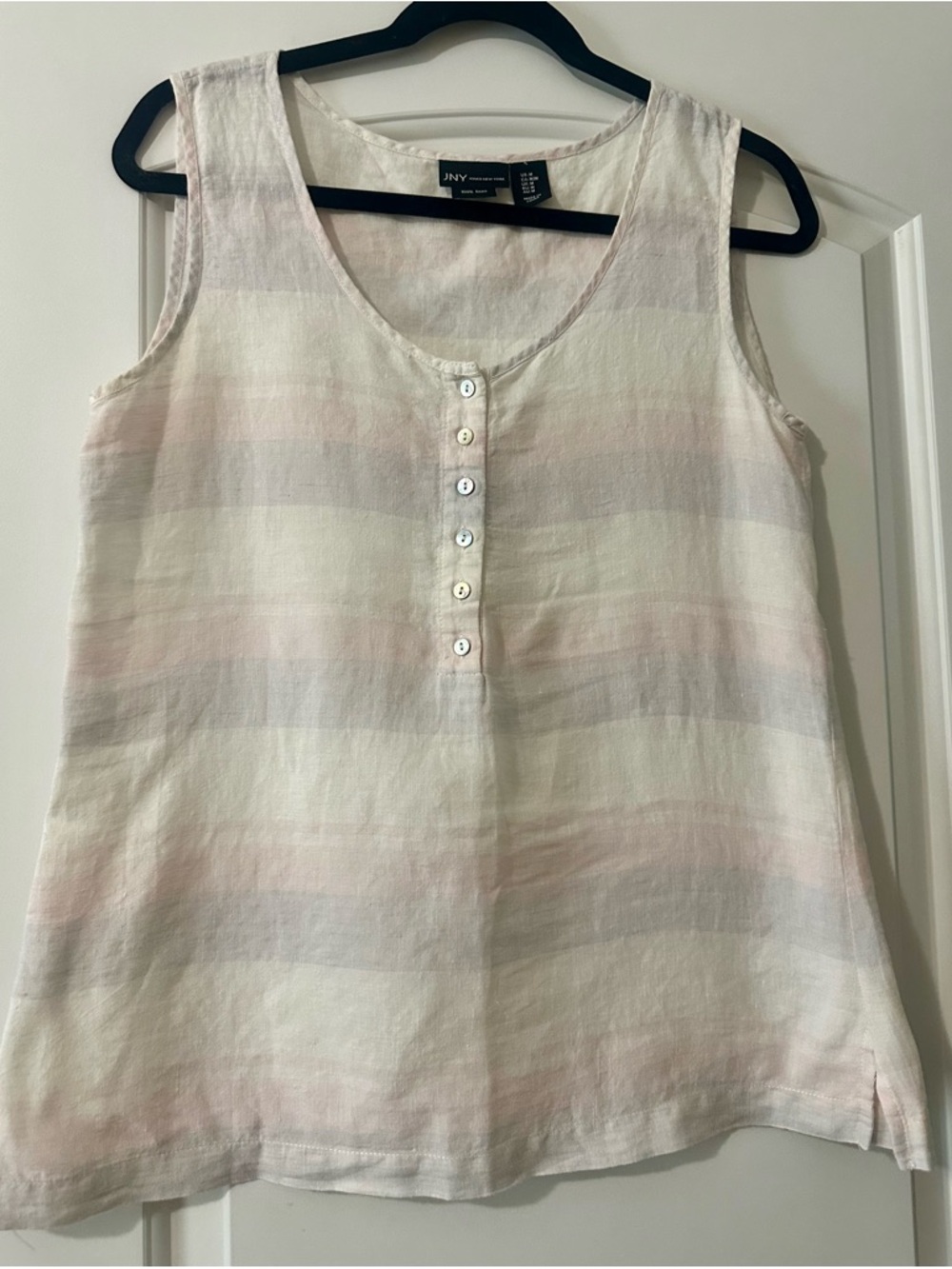 Jones New York Pastel Stripe Sleeveless Button Tank Top